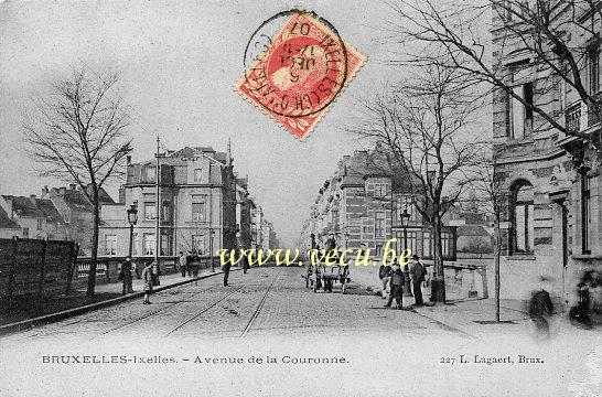 ancienne carte postale de Ixelles Avenue de la Couronne