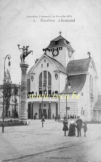 ancienne carte postale de Bruxelles Exposition 1910 - Pavillon Allemand