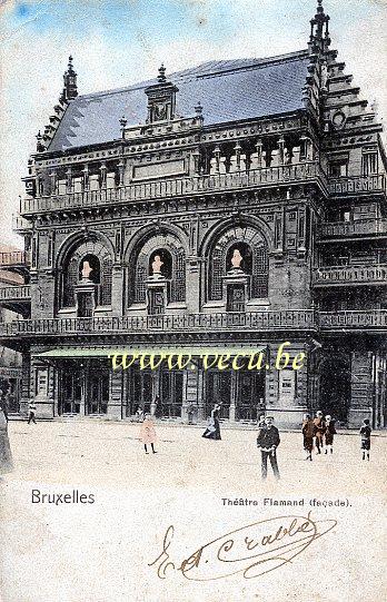 ancienne carte postale de Bruxelles Théatre Flamand (façade)
