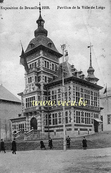 ancienne carte postale de Bruxelles Exposition 1910 - Pavillon de la Ville de Liège