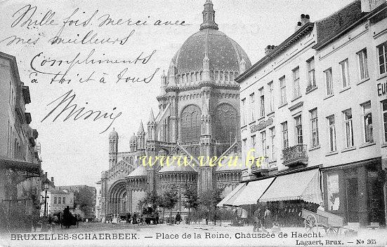 ancienne carte postale de Schaerbeek Place de la Reine - Chaussée de Haecht