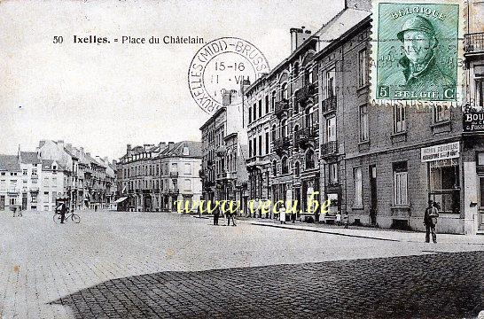 ancienne carte postale de Ixelles Place du Châtelain