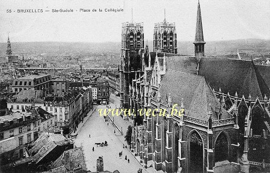 ancienne carte postale de Bruxelles Ste Gudule - Place de la Collégiale