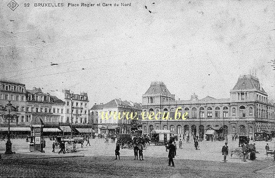 ancienne carte postale de Bruxelles Place Rogier et Gare du Nord