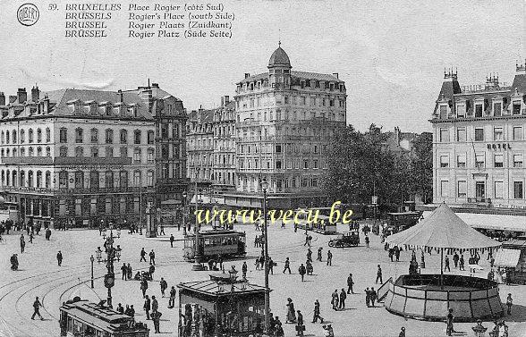 ancienne carte postale de Bruxelles Place Rogier (côté Sud)