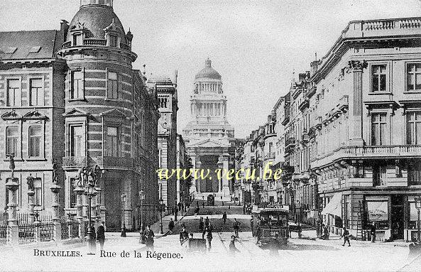 ancienne carte postale de Bruxelles Rue de la Régence