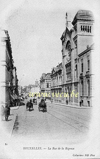 ancienne carte postale de Bruxelles La rue de la Régence