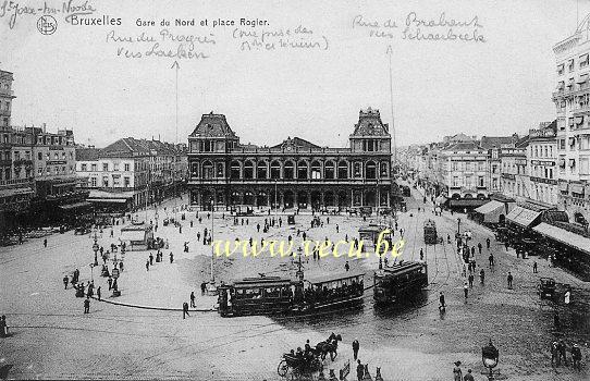 postkaart van Brussel Rogierplein en noordstation