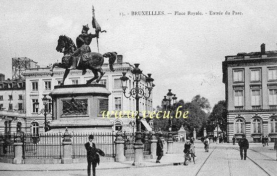 ancienne carte postale de Bruxelles Place-Royale - Entrée du Parc