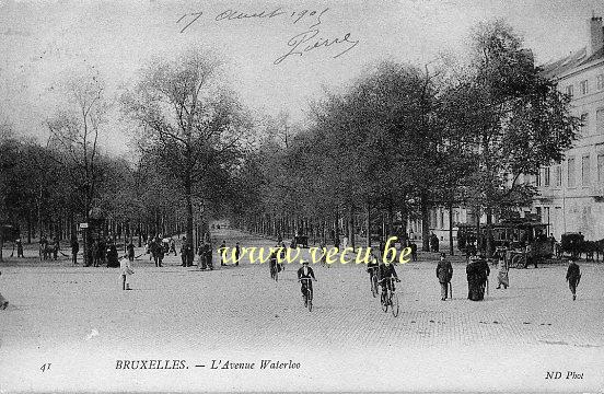 ancienne carte postale de Bruxelles L'Avenue Waterloo