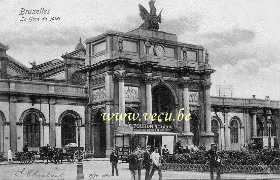 ancienne carte postale de Bruxelles La gare du Midi