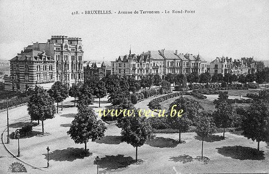 ancienne carte postale de Woluwe-St-Pierre Avenue de Tervueren - Le Rond-Point (actuel square Léopold II)