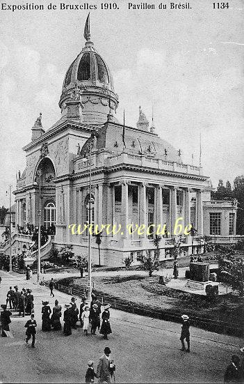 ancienne carte postale de Bruxelles Exposition de Bruxelles 1910 - Pavillon du Brésil
