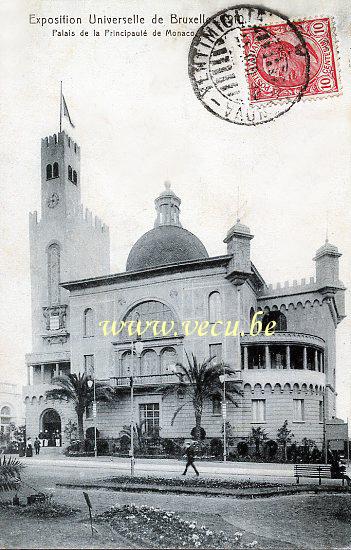 ancienne carte postale de Bruxelles Exposition 1910 - Palais de le Principauté de Monaco