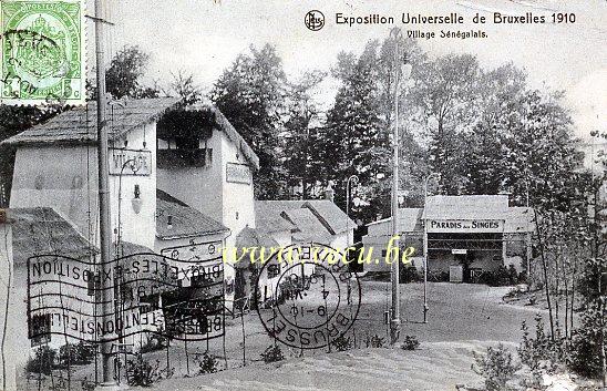 ancienne carte postale de Bruxelles Exposition 1910 - Village Sénégalais