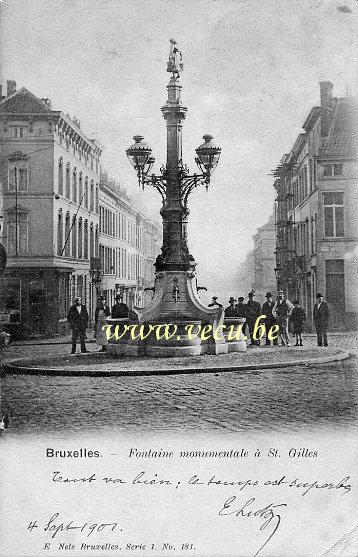 ancienne carte postale de Saint-Gilles Fontaine monumentale