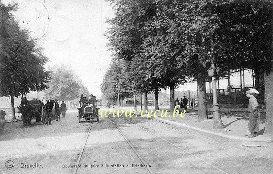 ancienne carte postale de Ixelles Boulevard Militaire (actuel blvd Gén.Jacques) à la station d'Etterbeek