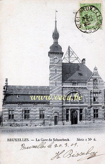 ancienne carte postale de Schaerbeek La gare de Schaerbeek