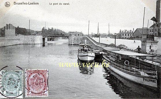 ancienne carte postale de Laeken Le pont du canal
