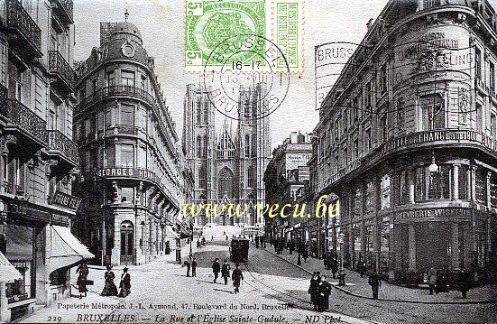 postkaart van Brussel Sint-Michielskathedraal en  Sint-Goedelestraat