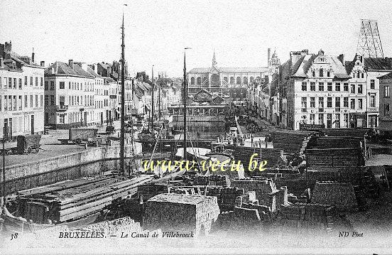ancienne carte postale de Bruxelles Le Canal de Villebroeck