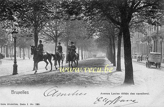 ancienne carte postale de Bruxelles Avenue Louise (Allée des cavaliers)