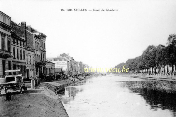 ancienne carte postale de Bruxelles Canal de Charleroi
