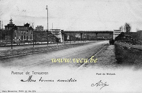 ancienne carte postale de Woluwe-St-Pierre Avenue de Tervueren - Pont de Woluwé