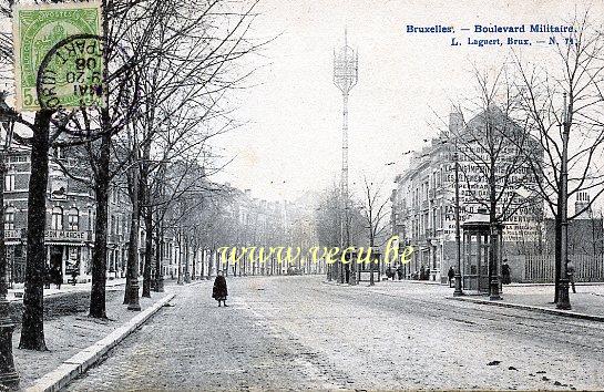 ancienne carte postale de Ixelles Boulevard Militaire (actuel blvd Général Jacques)