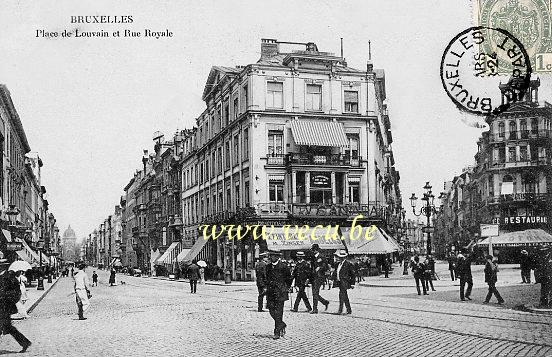 ancienne carte postale de Bruxelles Place de Louvain et Rue Royale