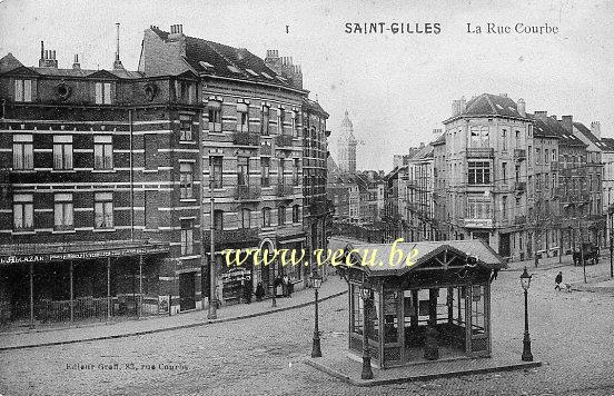 ancienne carte postale de Saint-Gilles La Rue Courbe (rue arthur Diderich)