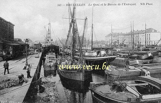 ancienne carte postale de Bruxelles Le Quai et le Bassin de l'entrepôt