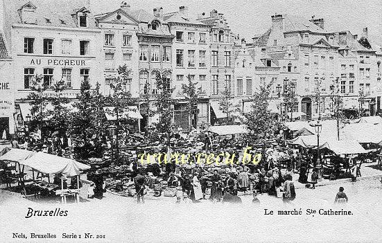 ancienne carte postale de Bruxelles Le Marché Sainte Catherine