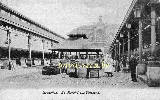 ancienne carte postale de Bruxelles Le Marché aux Poissons