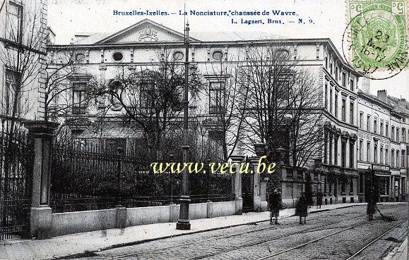 ancienne carte postale de Ixelles La Nonciature, chaussée de Wavre