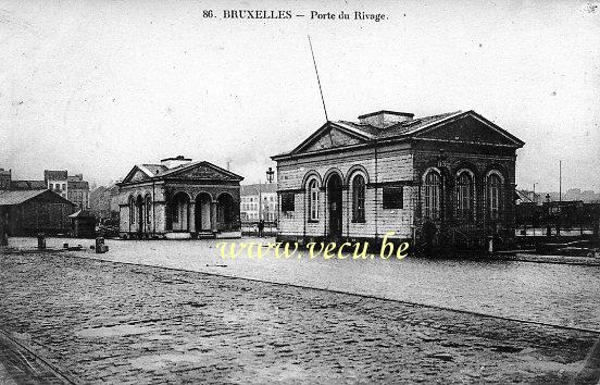 ancienne carte postale de Bruxelles Porte du Rivage (actuelle place de l'Yser)