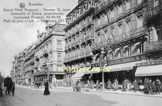 ancienne carte postale de Bruxelles Grand Hôtel Anspach - Taverne St. Jean