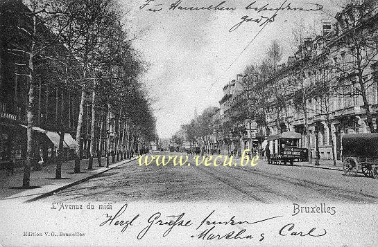 ancienne carte postale de Bruxelles L'Avenue du midi