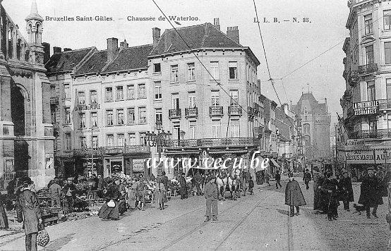 ancienne carte postale de Saint-Gilles Chaussée de Waterloo