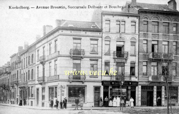 postkaart van Koekelberg Avenue Broustin, Succursale Delhaize et boucherie Kumps