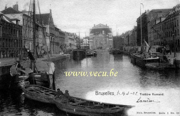 ancienne carte postale de Bruxelles Théatre Flamand
