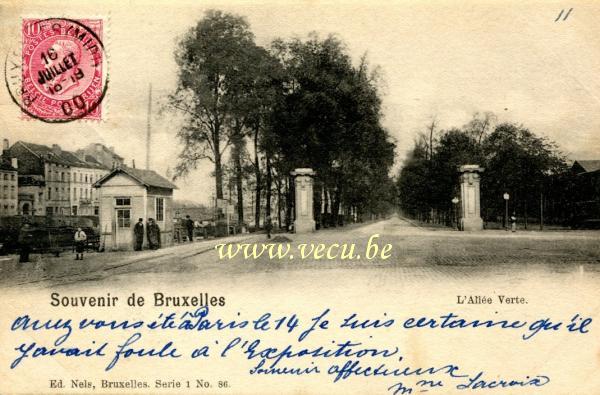 ancienne carte postale de Bruxelles L'allée verte