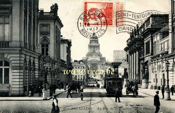 ancienne carte postale de Bruxelles Rue de la régence