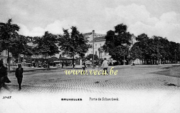 ancienne carte postale de Bruxelles Porte de Schaerbeek - Croisement de la rue Royale et du Blvd du jardin botanique