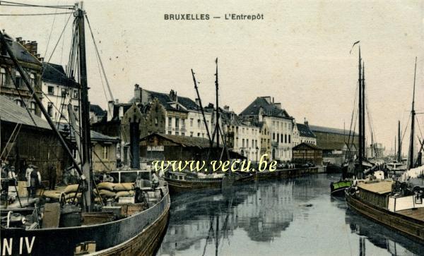 ancienne carte postale de Bruxelles L'entrepôt
