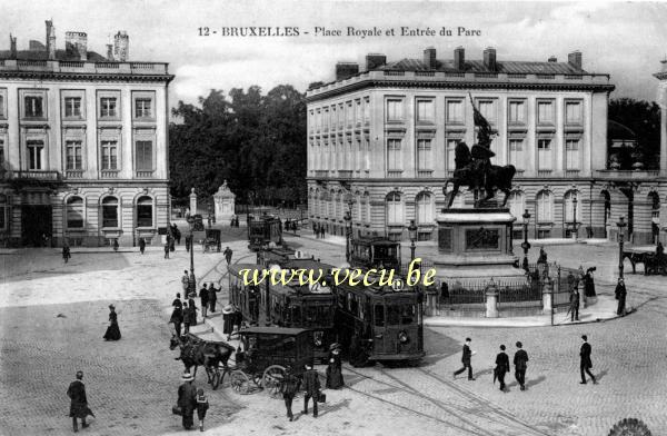 postkaart van Brussel Koningsplein - tram 10 en 22