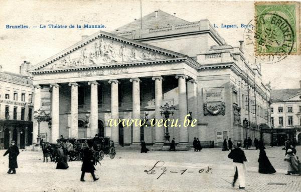 ancienne carte postale de Bruxelles Le théatre de la monnaie