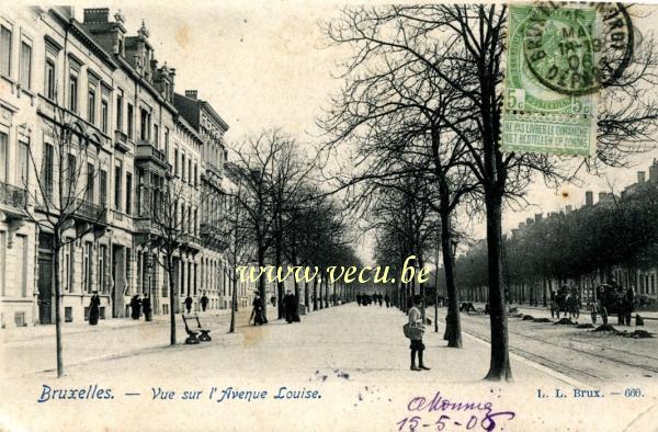 ancienne carte postale de Bruxelles Vue sur l'avenue Louise
