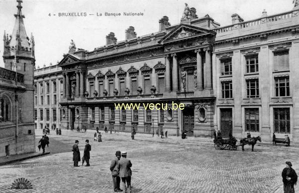 ancienne carte postale de Bruxelles La banque nationale
