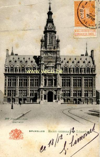 ancienne carte postale de Schaerbeek Maison communale de Schaerbeek